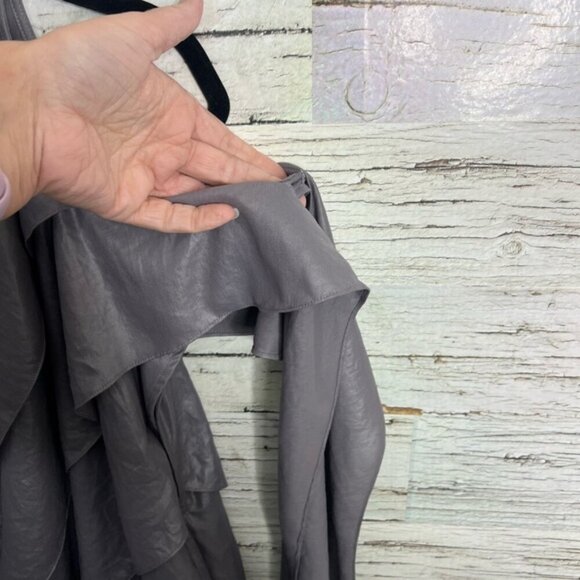 Bcbgmaxazria silver gray tiered ruffle one shoulder dress agate size small - Picture 10 of 10